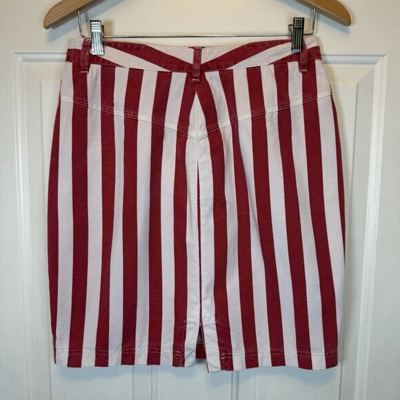 DKNY Jeans VTG Red & White Stripped Denim Short Skirt Sz 10 - Picture 2 of 12